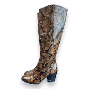 Calvin Klein Women's MASSIE Knee High Boot, CUOIO/DARK WALNUT, 11 Sexy Dress